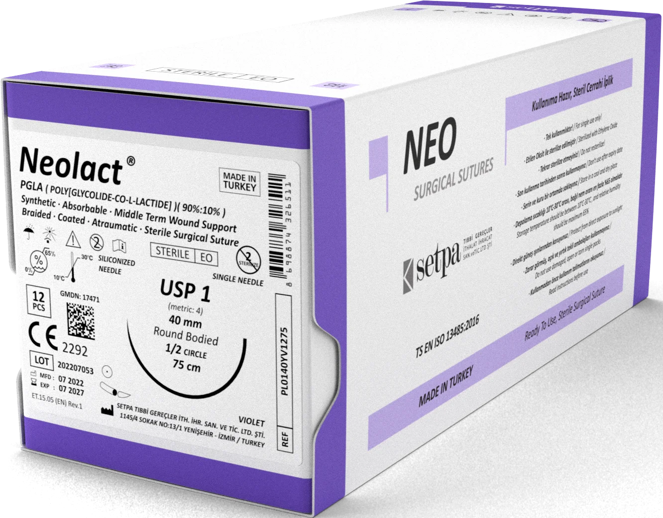 نخ بخیه قابل جذب Neolact PGLA SETPA