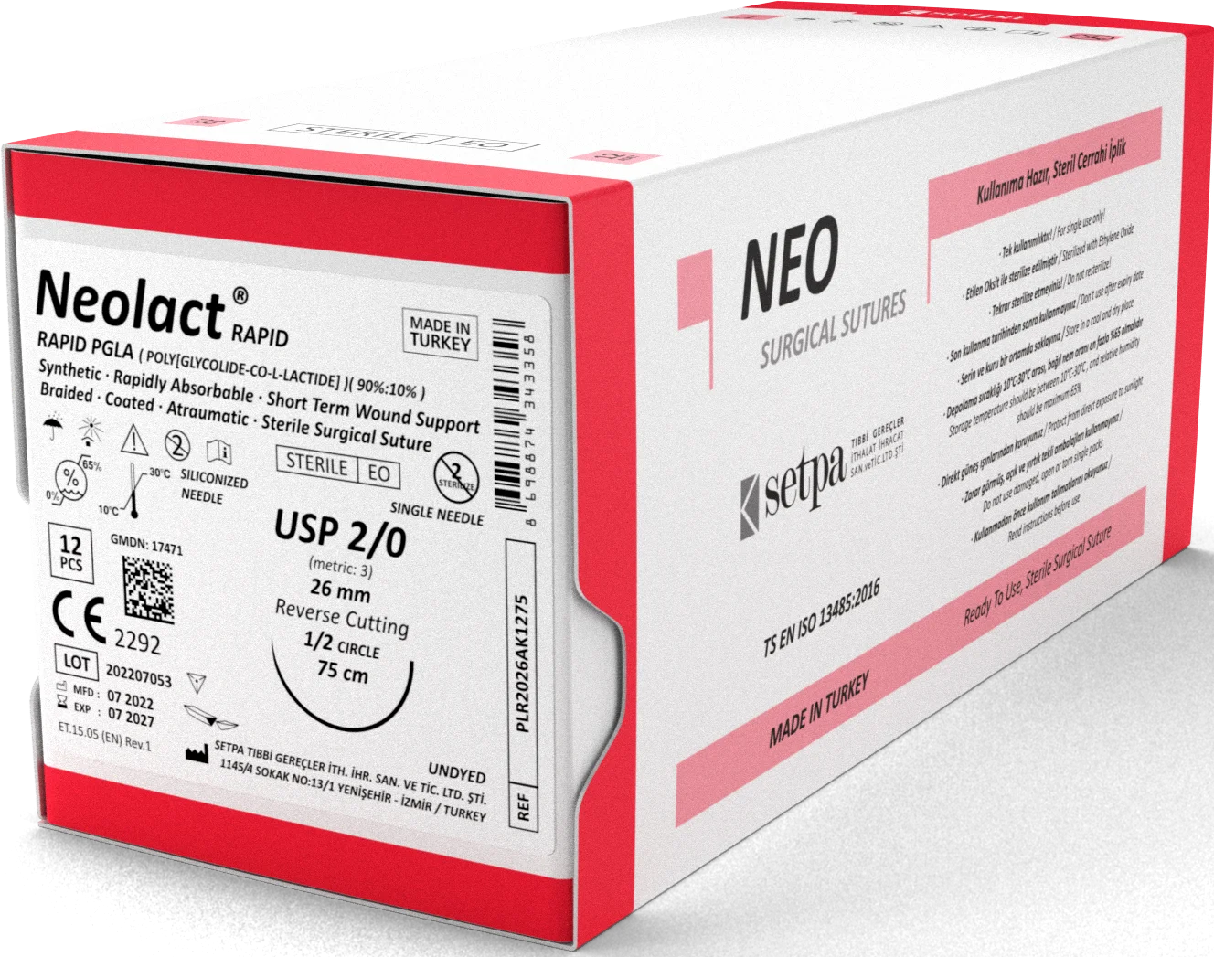 نخ بخیه قابل جذب سریع Neolact Rapid PGLA
